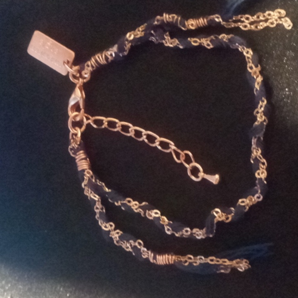 American eagle Navy blue & copper braided bracelet sz 6.5-8.0 extender